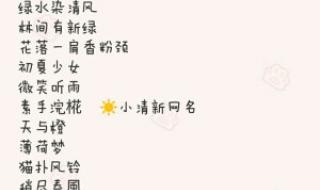 女生网名唯美小清新四个字 女生网名唯美小清新